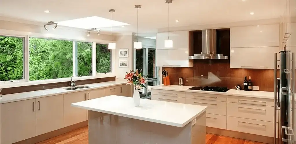 Kitchen cabinet refacing and remodel results in a modern kitchen in Aurora, IL