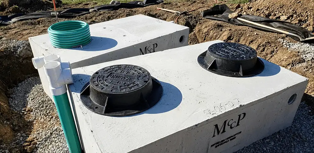 Grease trap installation unit set in place for drainage protection in Aurora, IL