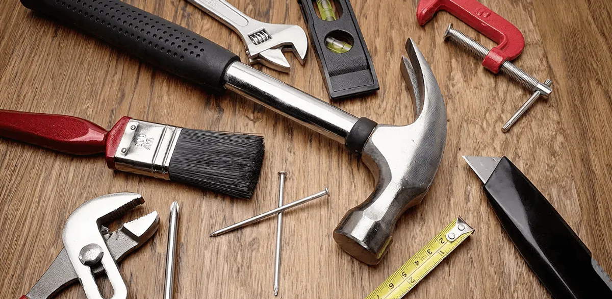 Handyman tools laid out for home repair and maintenance work in Aurora, IL