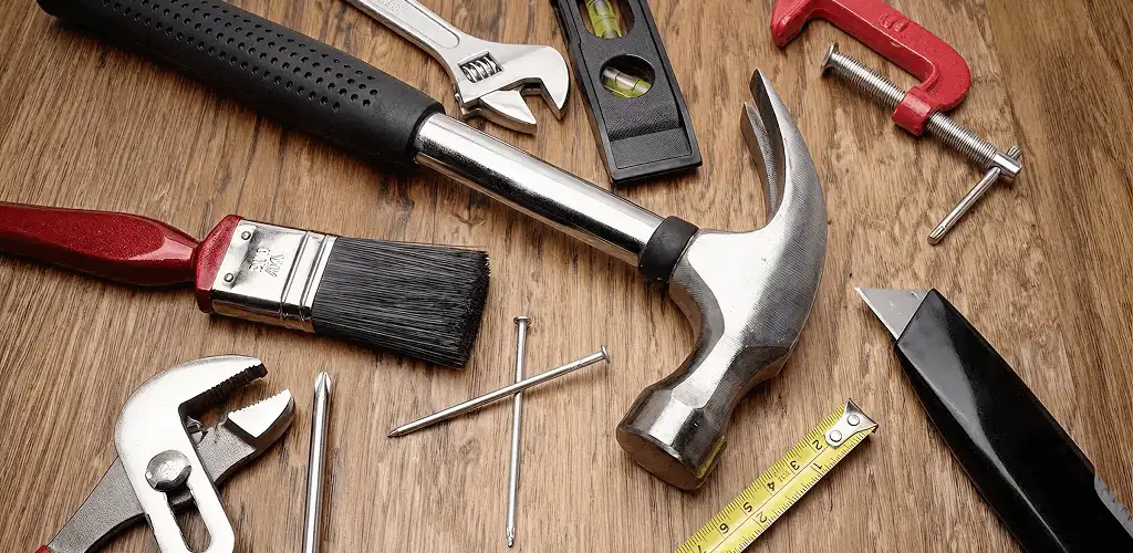 Handyman tools laid out for home repair and maintenance work in Aurora, IL