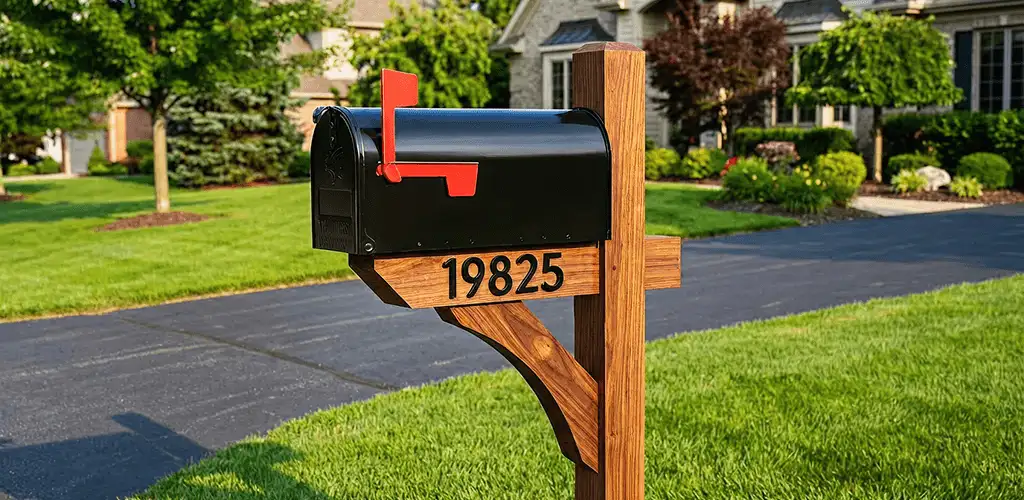 New mailbox installation with post and address number for a home in Aurora, IL