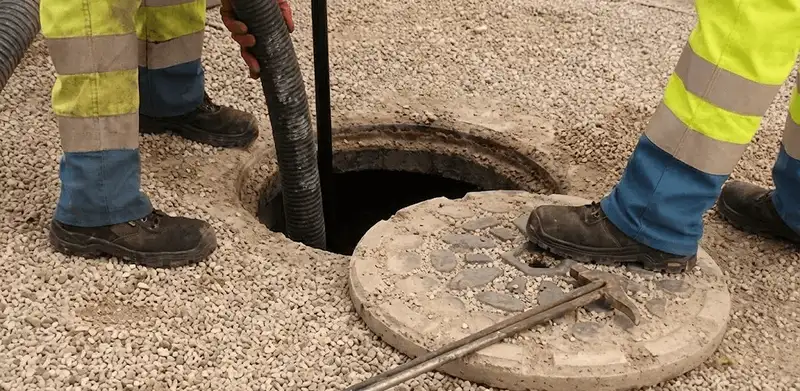 Drain cleaning crew clearing a sewer access point with professional equipment in Aurora, IL