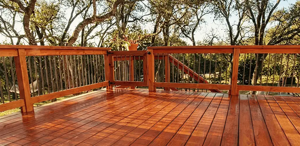 Deck sealing results with a freshly sealed wood deck in Aurora, IL